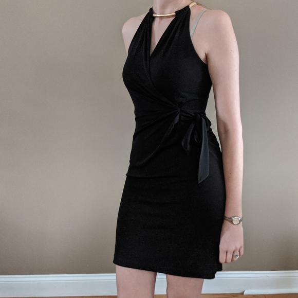 guess black and gold dress
